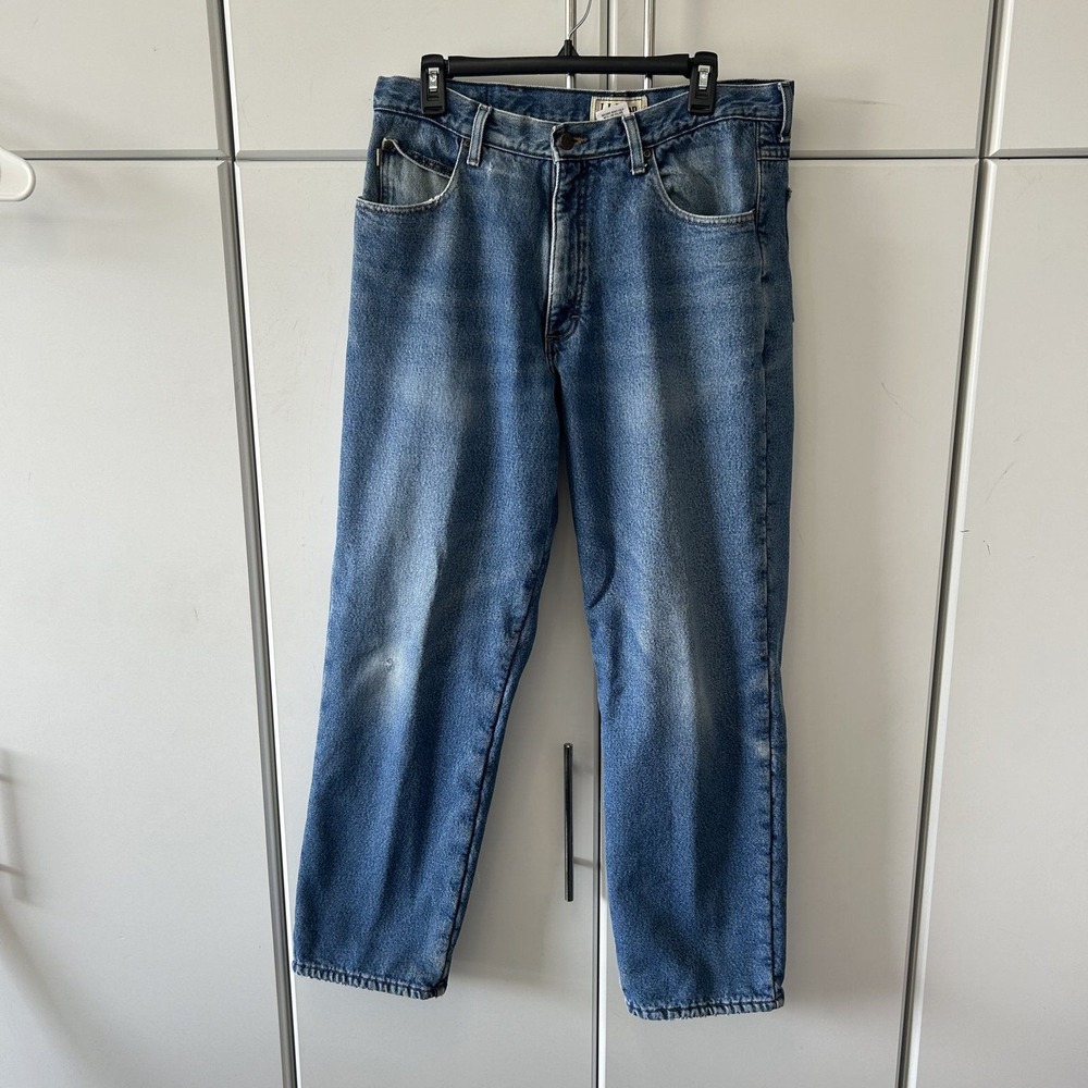 LL Bean Mens Relaxed Fit Flannel Lined Jeans Blue Denim 35x32 162344